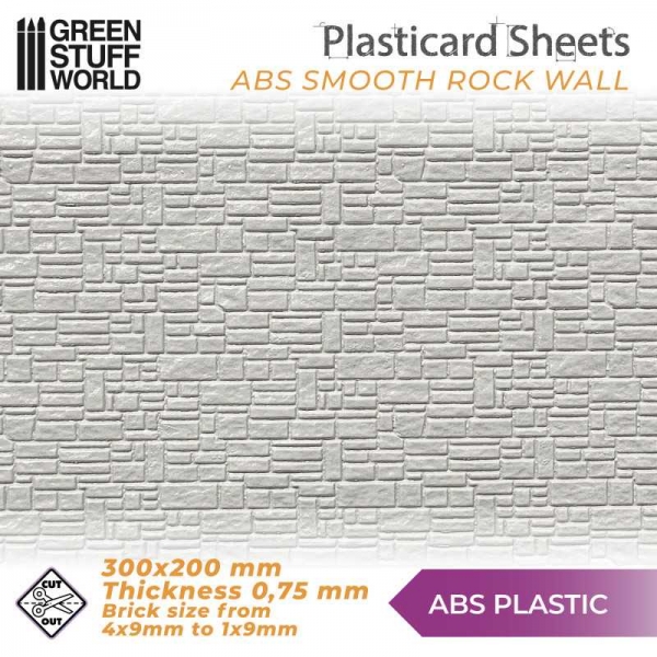 Green Stuff World: ABS Plasticard - SMOOTH ROCK WALL Textured Sheet - A4