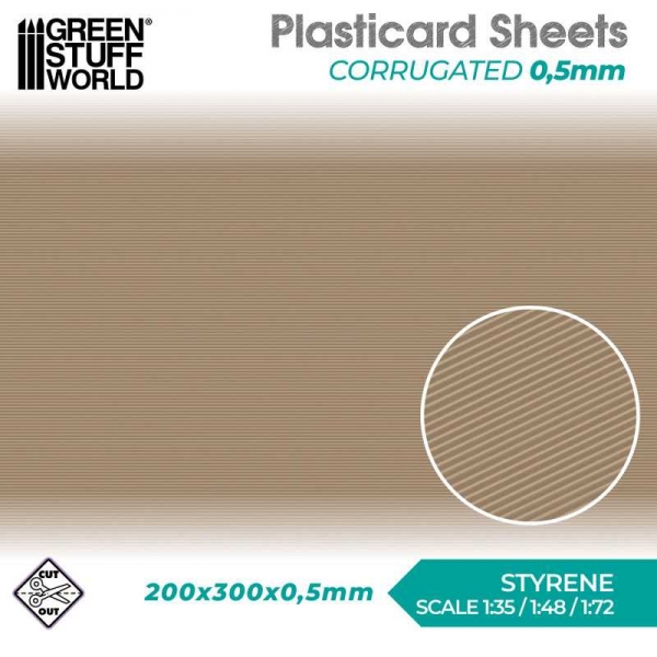 Green Stuff World: Plasticard - CORRUGATED 0.5mm Textured Sheet
