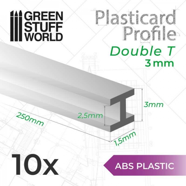 Green Stuff World: ABS Plasticard - Profile DOUBLE-T 3 mm