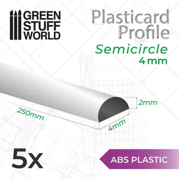 Green Stuff World: ABS Plasticard - Profile SEMICIRCLE 4mm