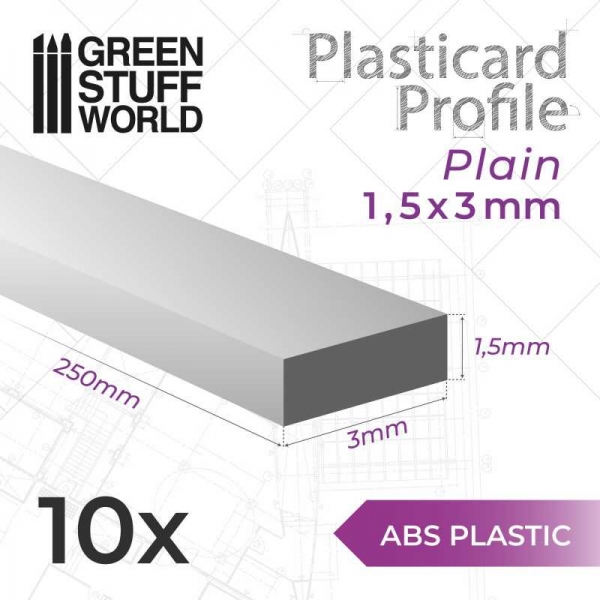 Green Stuff World: ABS Plasticard - Profile PLAIN 3 mm