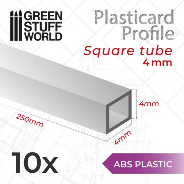 Green Stuff World: ABS Plasticard - Profile SQUARED TUBE 4mm