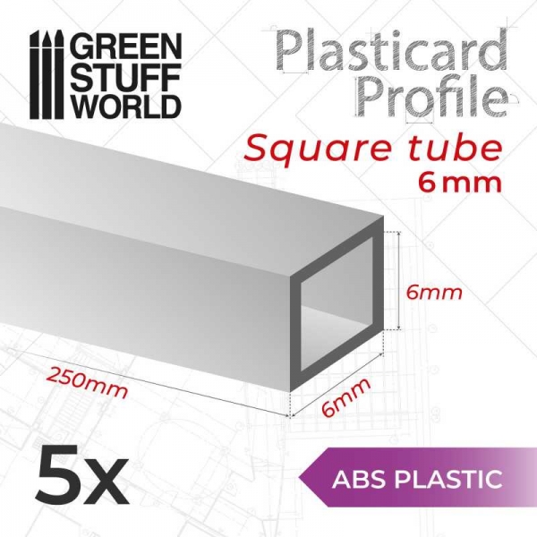 Green Stuff World: ABS Plasticard - Profile SQUARED TUBE 6mm