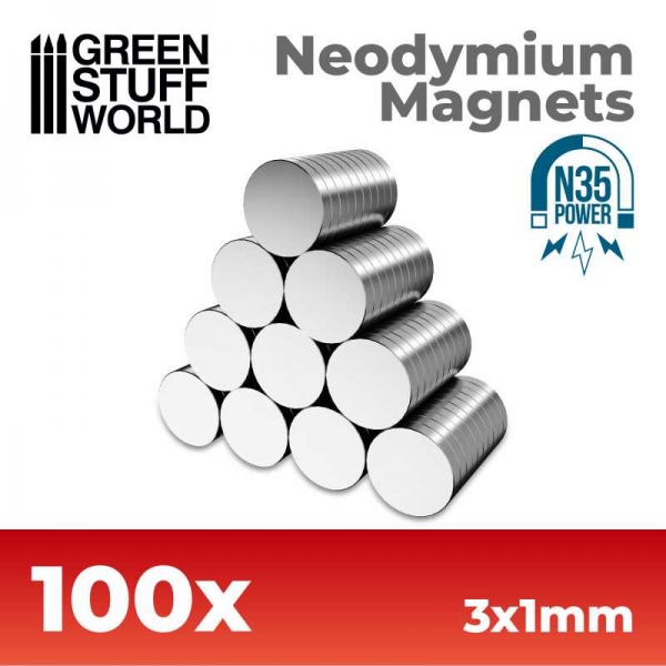 Green Stuff World: Neodymium Magnets 3x1mm - 100 units (N35)
