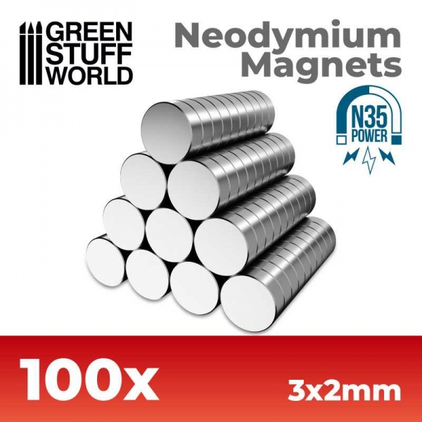 Green Stuff World: Neodymium Magnets 3x2mm - 100 units (N35)