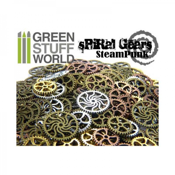 Green Stuff World: SteamPunk SPIRAL GEARS and COGS Beads 85gr