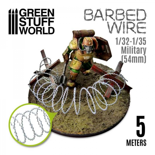 Green Stuff World: simulated BARBED WIRE - 1/32-1/35 Military (54mm)