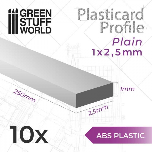 Green Stuff World: ABS Plasticard - Profile PLAIN 2.5mm