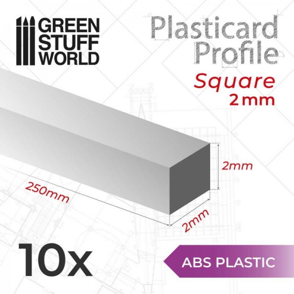 Green Stuff World: ABS Plasticard - Profile SQUARED ROD 2 mm