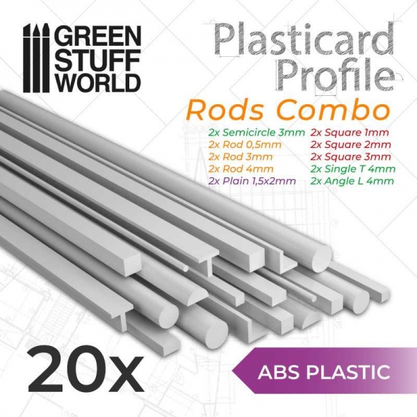 Green Stuff World: ABS Plasticard - Profile - 20x RODs Variety Pack