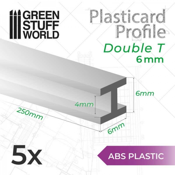 Green Stuff World: ABS Plasticard - Profile H-Beam Columns 6mm