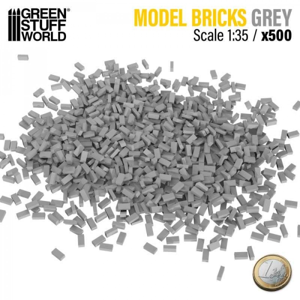 Green Stuff World: Miniature Bricks - Grey x500 1:35