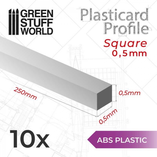 Green Stuff World: ABS Plasticard - Profile SQUARED ROD 0,5mm