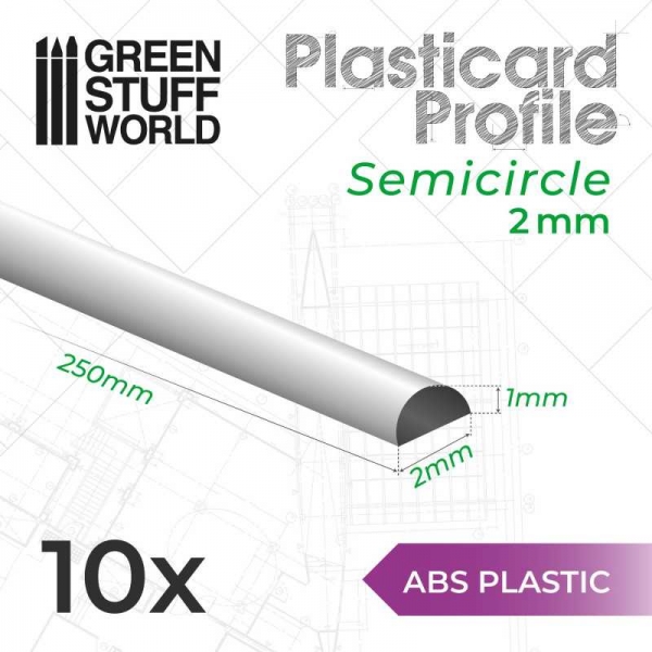 Green Stuff World: ABS Plasticard - Profile SEMICIRCLE 2 mm