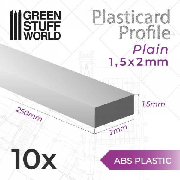 Green Stuff World: ABS Plasticard - Profile RECTANGLED ROD 1.5x2 mm