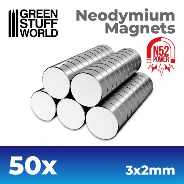 Green Stuff World: Neodymium Magnets 3x2mm - 50 units  (N52)