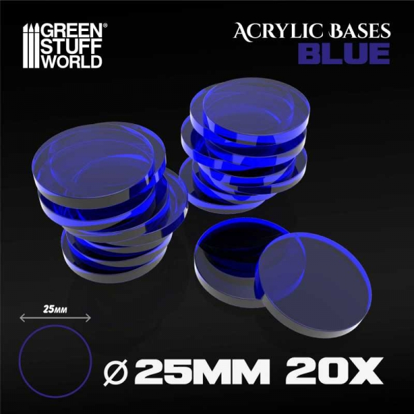 Green Stuff World: Acrylic Bases - Round 25 mm CLEAR BLUE