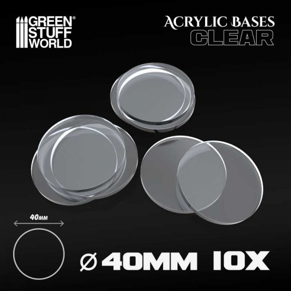 Green Stuff World: Acrylic Bases - Round 40 mm CLEAR