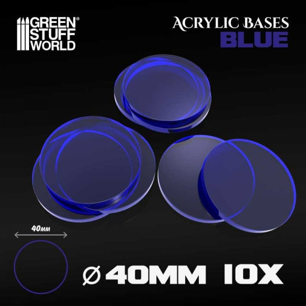 Green Stuff World: Acrylic Bases - Round 40 mm CLEAR BLUE