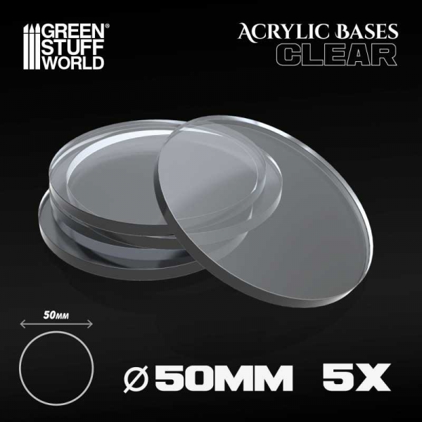 Green Stuff World: Acrylic Bases - Round 50 mm CLEAR