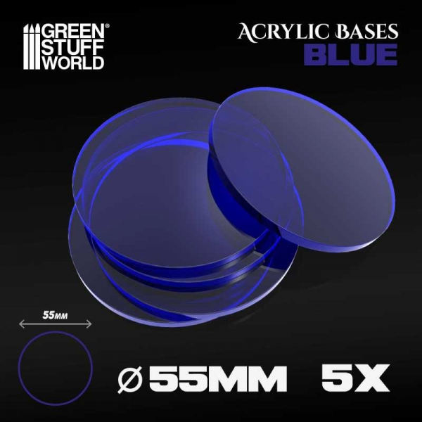 Green Stuff World: Acrylic Bases - Round 55 mm CLEAR BLUE