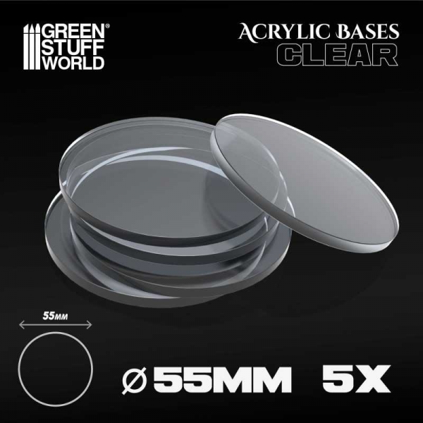 Green Stuff World: Acrylic Bases - Round 55 mm CLEAR
