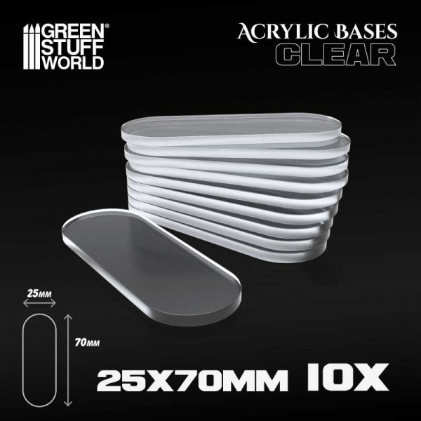 Green Stuff World: Acrylic Bases - Oval Pill 25x70mm CLEAR