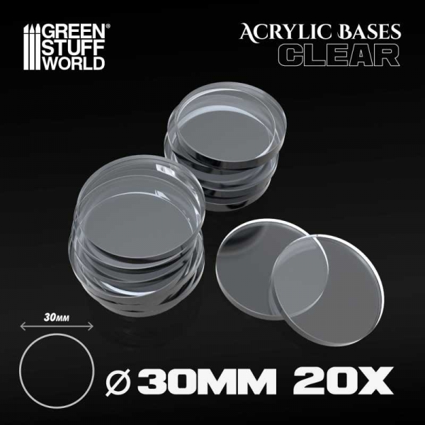 Green Stuff World: Acrylic Bases - Round 30 mm CLEAR