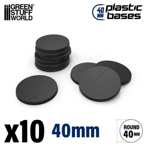 Green Stuff World: Plastic Bases - Round 40 mm BLACK
