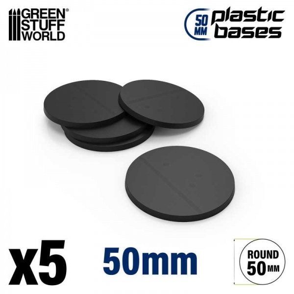 Green Stuff World: Plastic Bases - Round 50 mm BLACK