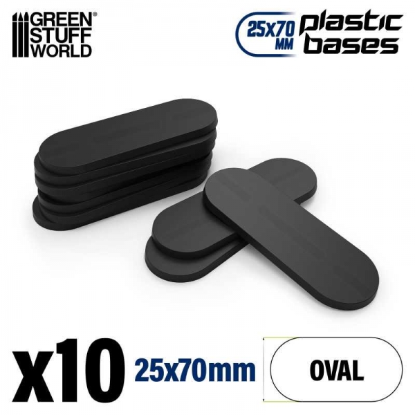 Green Stuff World: Plastic Bases - Oval Pill 25x70mm BLACK