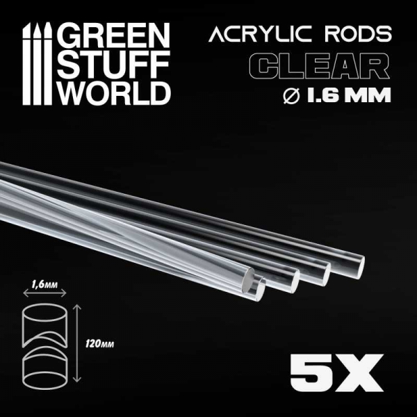 Green Stuff World: Acrylic Rods - Round 1.6 mm CLEAR