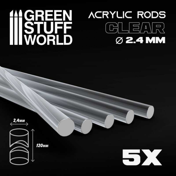 Green Stuff World: Acrylic Rods - Round 2.4 mm CLEAR