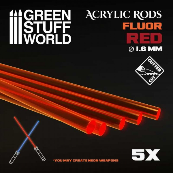 Green Stuff World: Acrylic Rods - Round 1.6 mm Fluor RED-ORANGE
