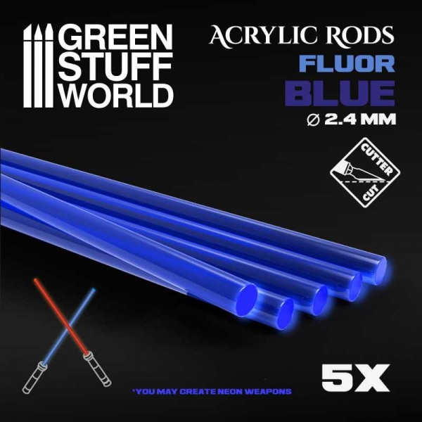 Green Stuff World: Acrylic Rods - Round 2.4 mm Fluor BLUE