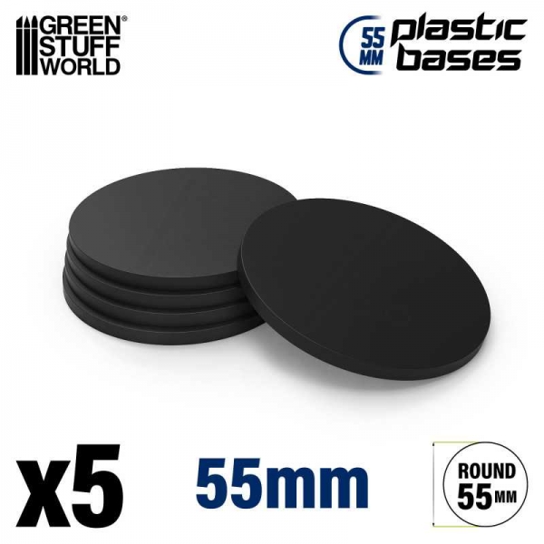 Green Stuff World: Plastic Bases - Round 55 mm BLACK