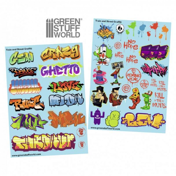 Green Stuff World: Waterslide Decals - Train and Graffiti Mix