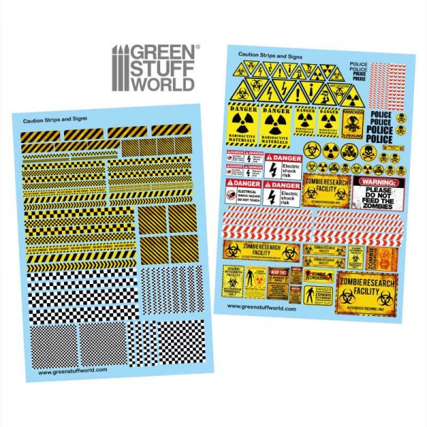 Green Stuff World: Waterslide Decals - Caution Strips and Signs