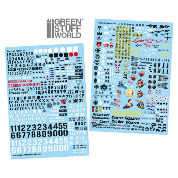 Green Stuff World: Waterslide Decals - Tactical Numerals and Pinups