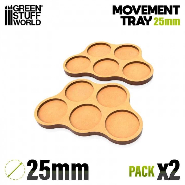 Green Stuff World: MDF Movement Trays 25mm x5 - Skirmish