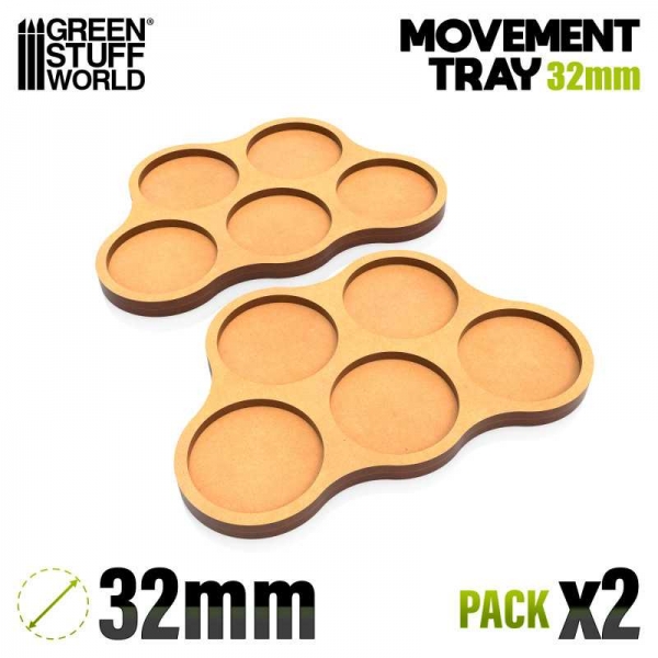 Green Stuff World: MDF Movement Trays 32mm x5 - Skirmish