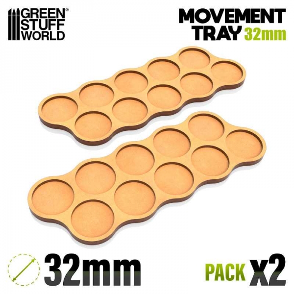 Green Stuff World: MDF Movement Trays 32mm x10 - Skirmish