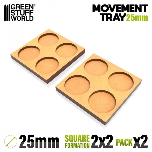 Green Stuff World: MDF Movement Trays 25mm 2x2 -  Skirmish Lines