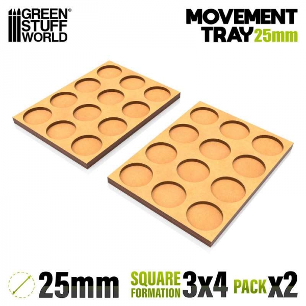 Green Stuff World: MDF Movement Trays 25mm 3x4 -  Skirmish Lines