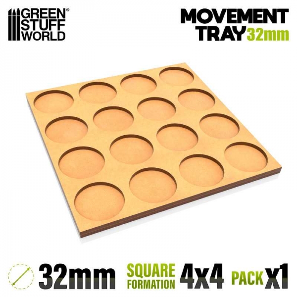 Green Stuff World: MDF Movement Trays 32mm 4x4 -  Skirmish Lines