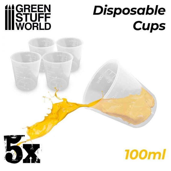 Green Stuff World: 5x Disposable Measuring Cups 100ml