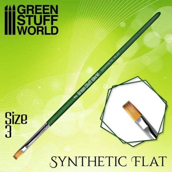 Green Stuff World: GREEN SERIES Flat Synthetic Brush Size 3