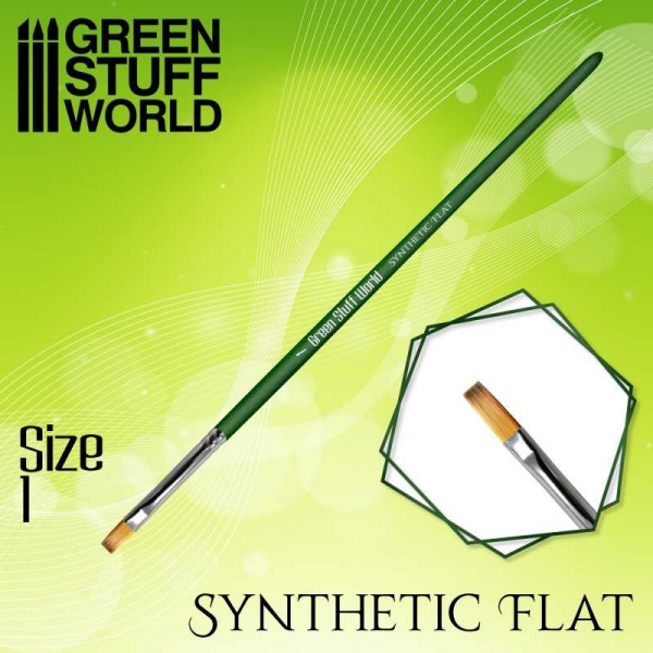 Green Stuff World: GREEN SERIES Flat Synthetic Brush Size 1