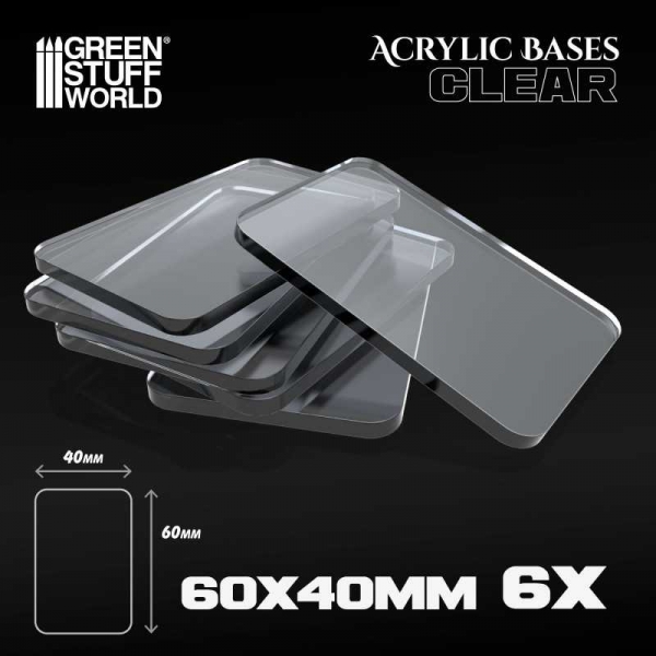 Green Stuff World: Acrylic Bases - Square 60x40mm CLEAR