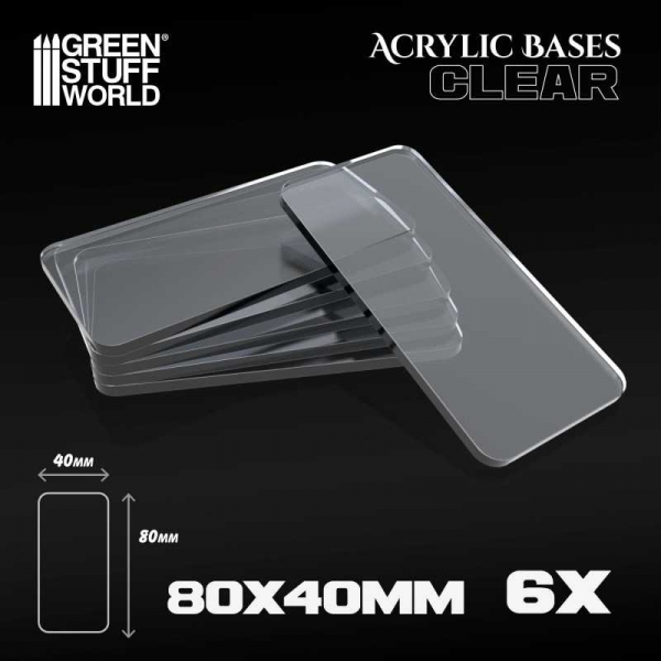 Green Stuff World: Acrylic Bases - Square 80x40mm CLEAR
